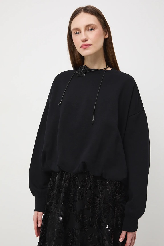 Bluza damska gładka pozostałe czarny RW25-BLDB05