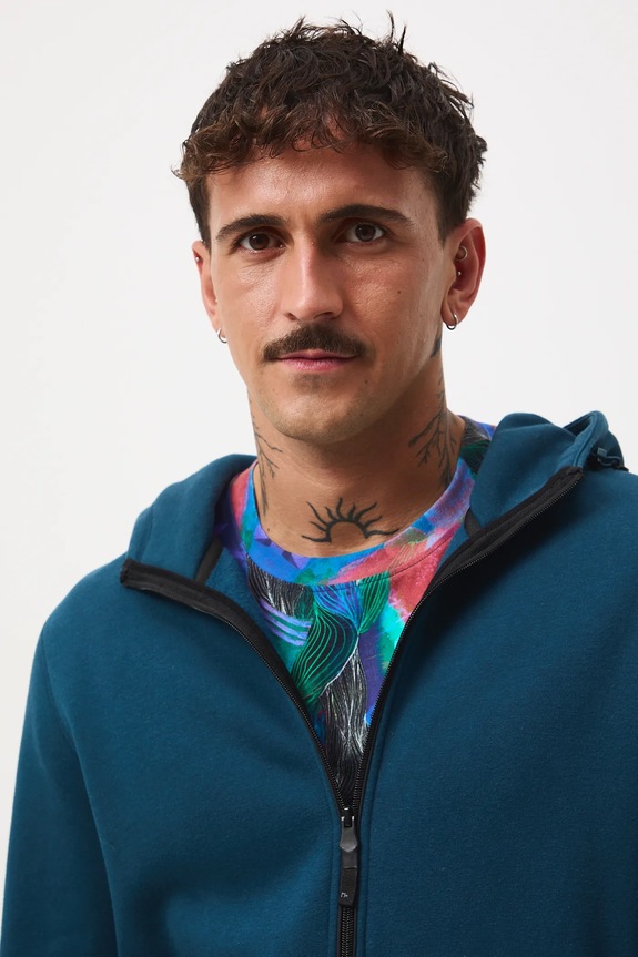 Bluza męska z kapturem gładka turkusowy RW25-BLM050