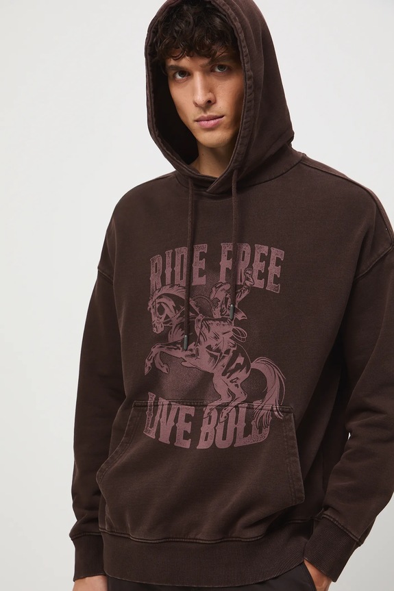 Bombažen pulover Medicine Potisk rjava RW25-BLM303