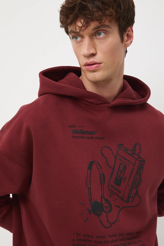 Bluza męska z nadrukiem pomarańczowy RW25-BLM600