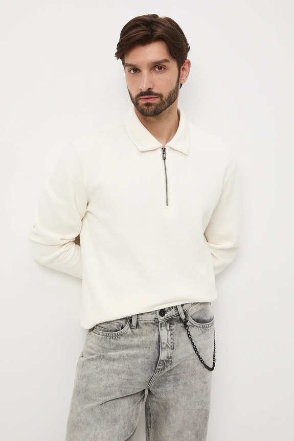 Bluza męska z fakturą pozostałe beżowy RW25-BLM605