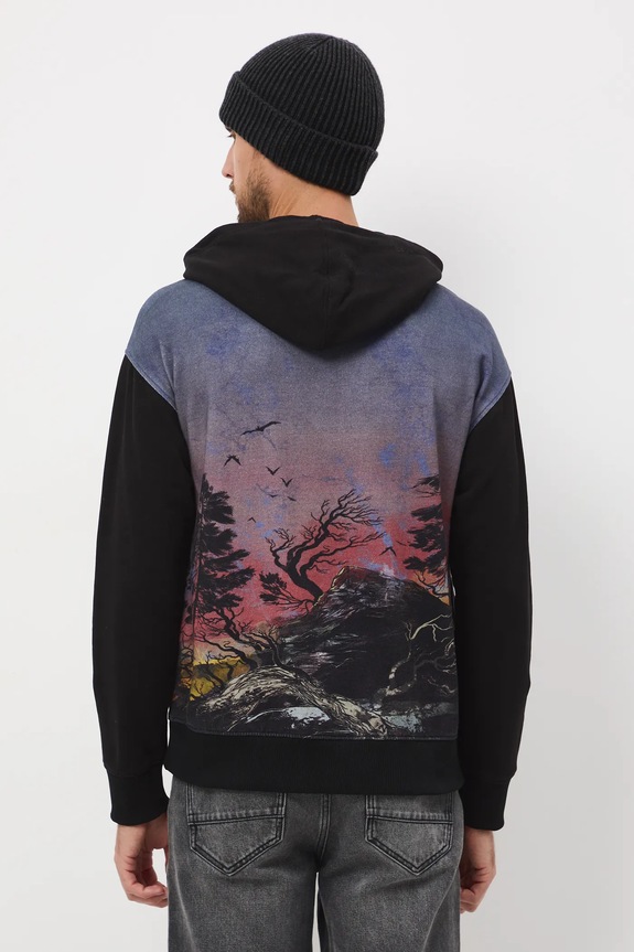 Odzież Bluza bawełniana męska wzorzysta RW25-BLM706 czarny