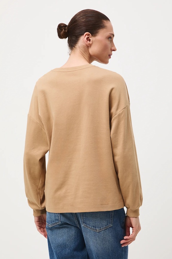 Longsleeve bawełniany damski interlock RW25-BUD040 beżowy RW25