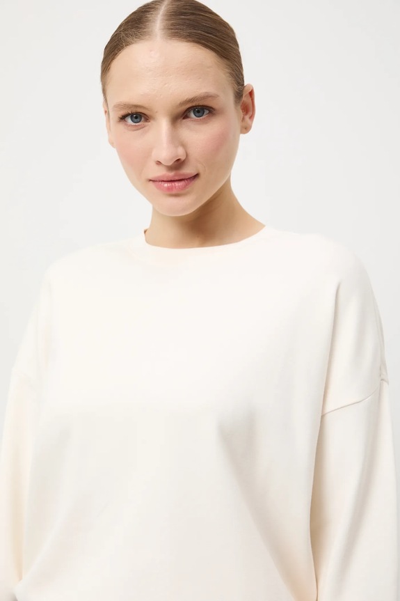 Longsleeve damski gładki z modalem beżowy RW25-BUD701