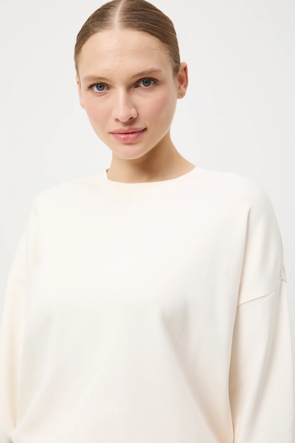 Longsleeve damski gładki z modalem beżowy RW25-BUD701
