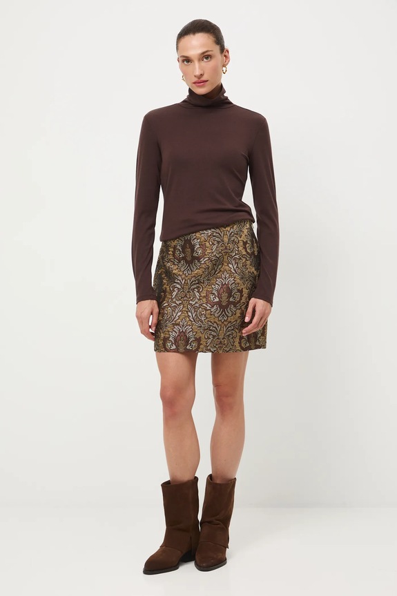 Dolga majica z volno Medicine Slim rjava RW25-BUD802