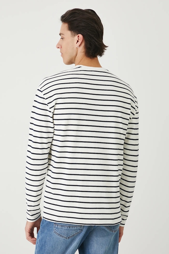 Odzież Longsleeve bawełniany męski interlock w pasy RW25-BUM010 beżowy