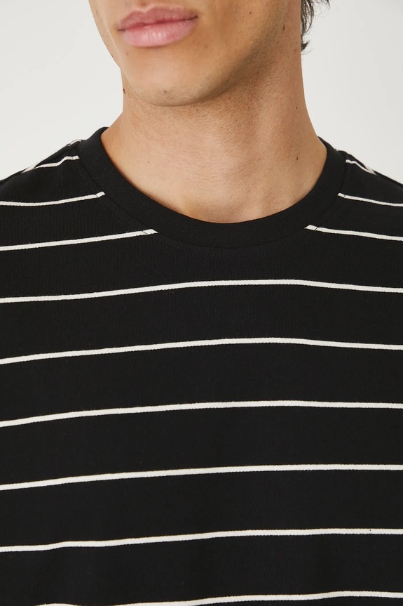 Longsleeve bawełniany męski interlock w pasy RW25-BUM010 czarny