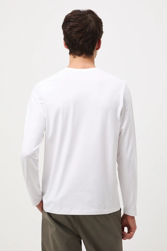 Odzież Longsleeve bawełniany męski z elastanem gładki RW25-BUM041 biały