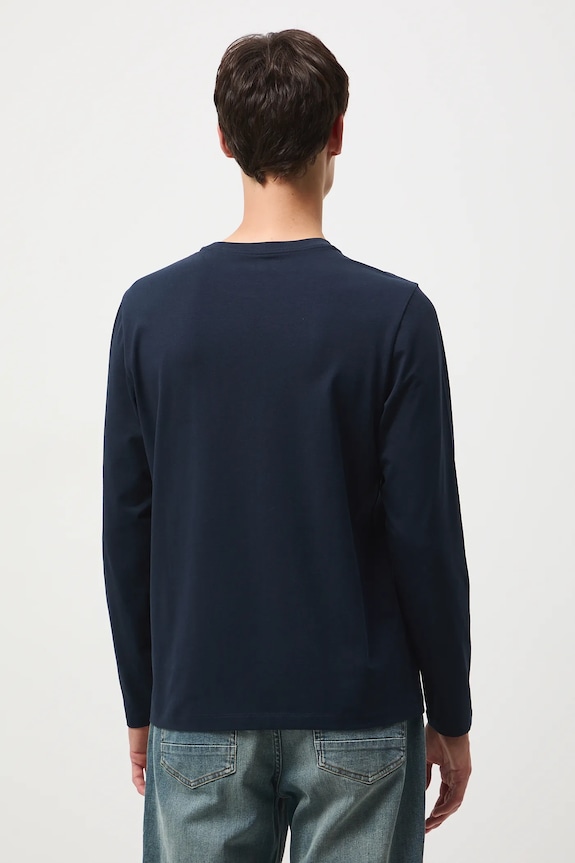 Odzież Longsleeve bawełniany męski z elastanem gładki RW25-BUM041 granatowy