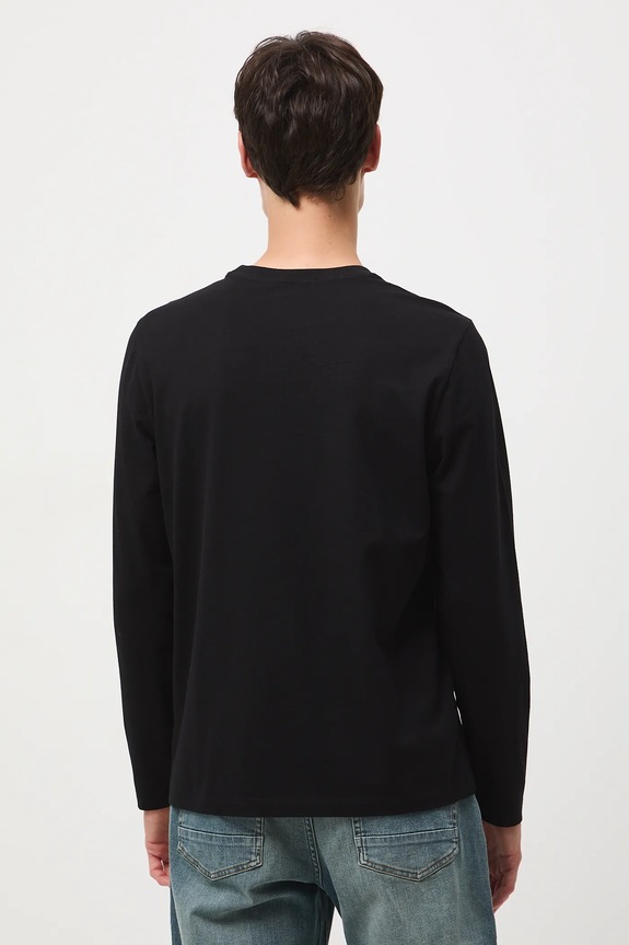 Odzież Longsleeve bawełniany męski z elastanem gładki RW25-BUM041 czarny