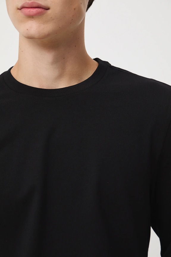 Longsleeve bawełniany męski z elastanem gładki RW25-BUM041 czarny