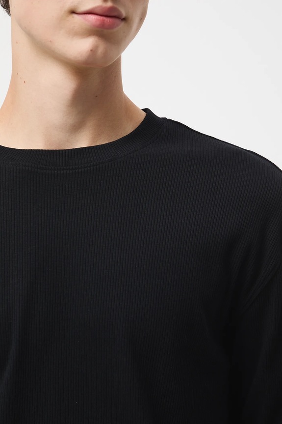 Longsleeve męski prążkowany RW25-BUM050 czarny
