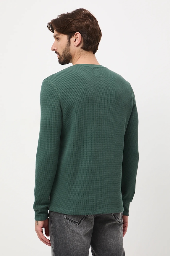 Odzież Longsleeve męski z fakturą RW25-BUM061 zielony