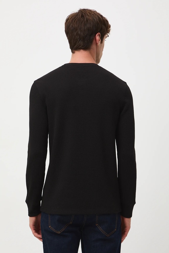 Odzież Longsleeve męski z fakturą RW25-BUM061 czarny
