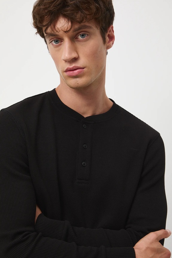 Longsleeve męski z fakturą czarny RW25-BUM061