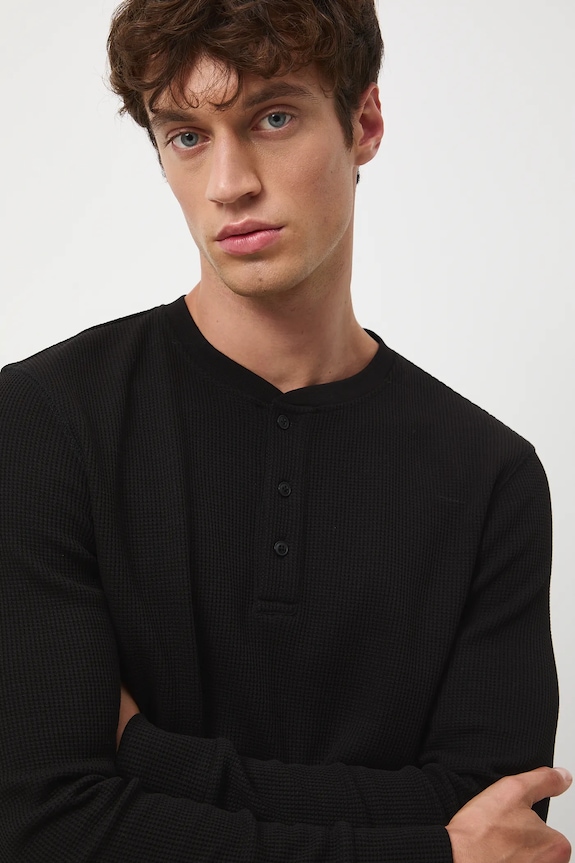 Longsleeve męski z fakturą czarny RW25-BUM061