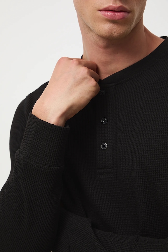Longsleeve męski z fakturą RW25-BUM061 czarny