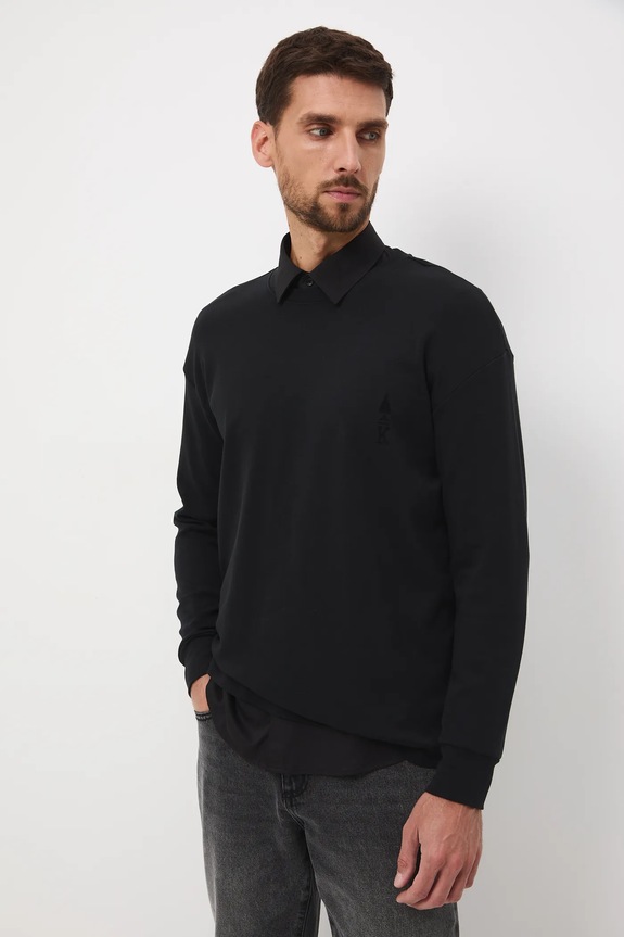Longsleeve męski z nadrukiem RW25-BUM900 czarny RW25