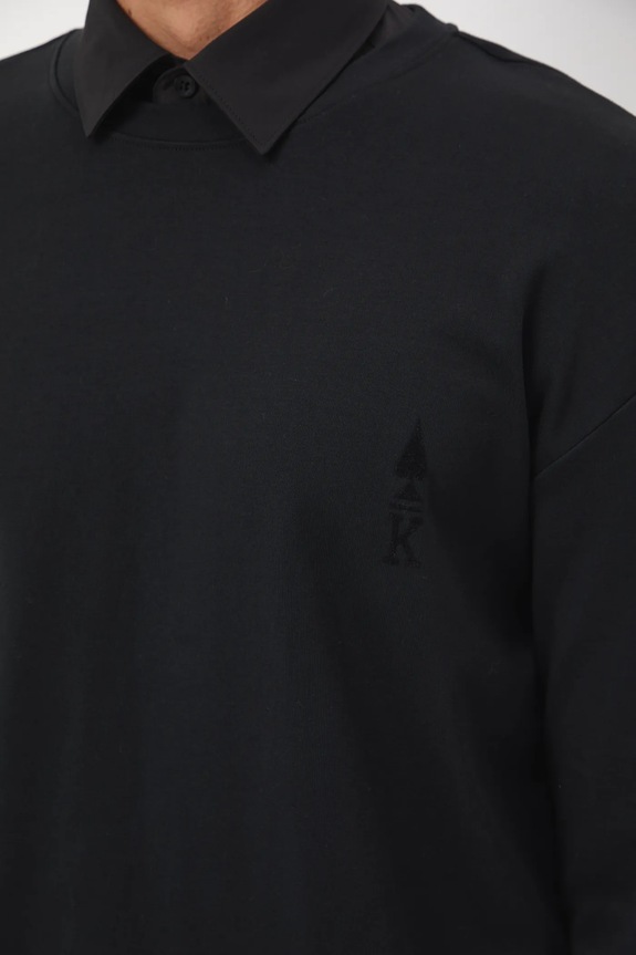 Longsleeve męski z nadrukiem RW25-BUM900 czarny