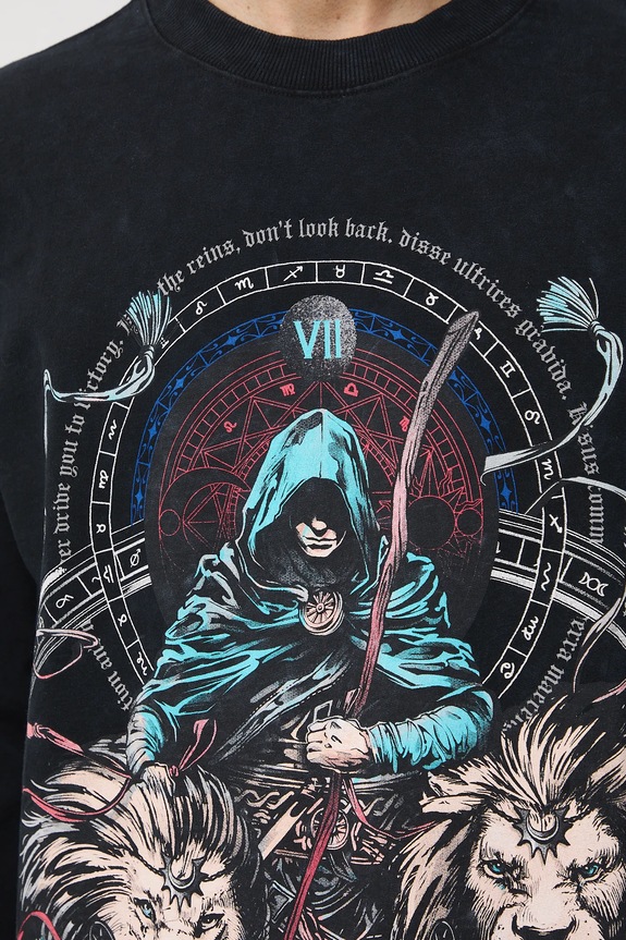 Longsleeve bawełniany męski z nadrukiem RW25-BUMC01 czarny