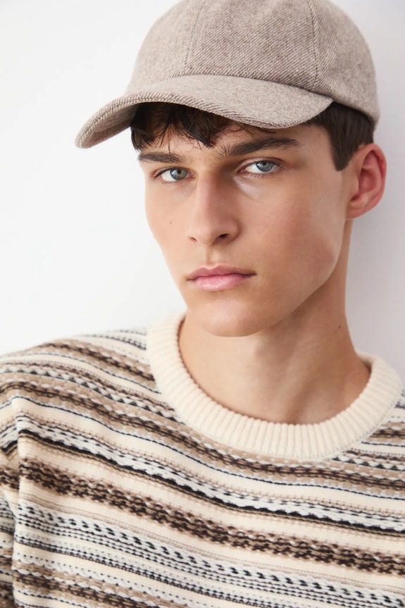 Czapka z daszkiem z wełną męska melanżowa RW25-CAM200