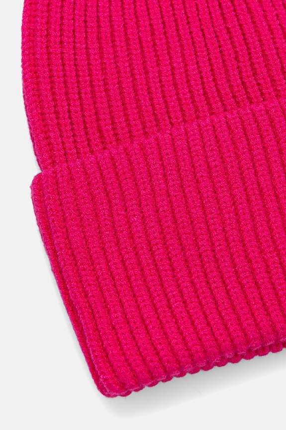Akcesoria Czapka damska beanie prążkowana RW25-CDD052 różowy
