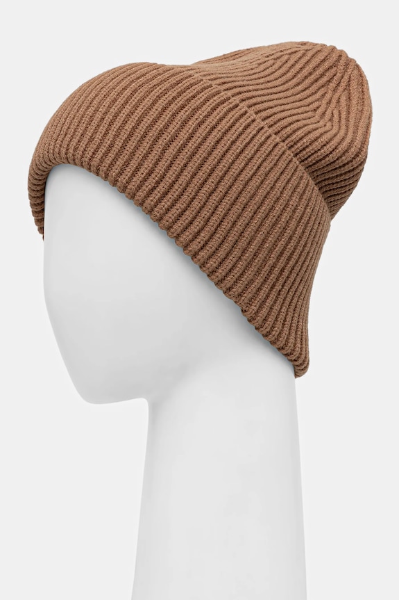 Akcesoria Czapka damska beanie prążkowana RW25-CDD052 brązowy