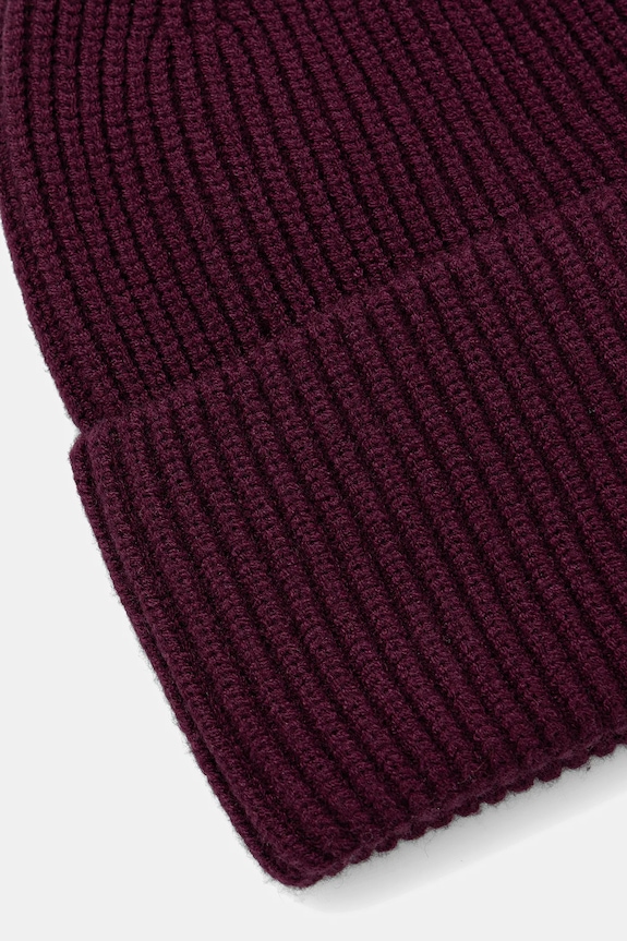 Akcesoria Czapka damska beanie prążkowana RW25-CDD052 bordowy