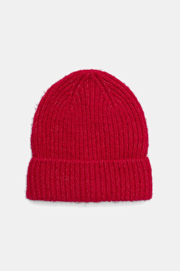 Czapka damska beanie z domieszką wełny gruba różowy RW25-CDD705