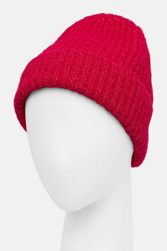 Czapka damska beanie z domieszką wełny RW25-CDD705 różowy RW25