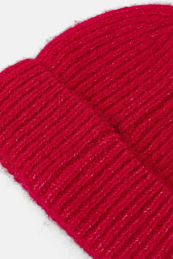 Akcesoria Czapka damska beanie z domieszką wełny RW25-CDD705 różowy