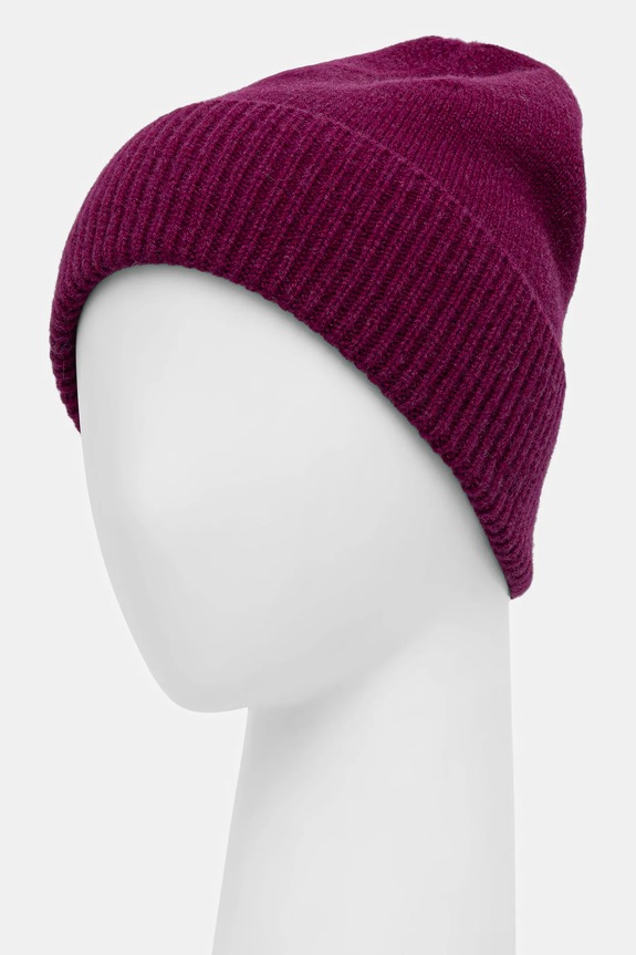 Czapka damska z wełny merino RW25-CDD709 różowy RW25