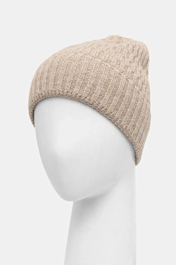 Czapka damska beanie melanżowa beżowy RW25-CDD915
