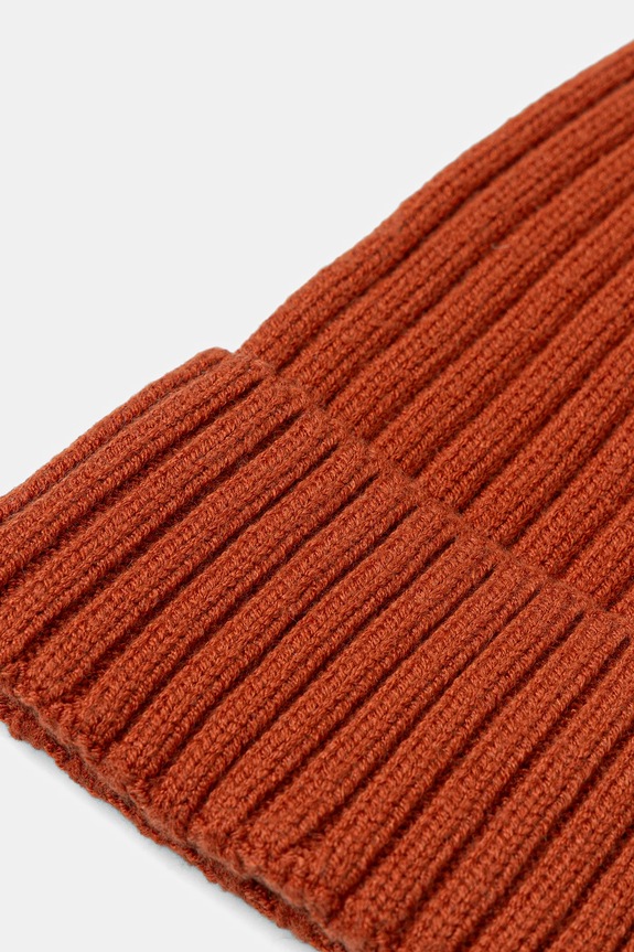 Akcesoria Czapka męska beanie prążkowana RW25-CDM070 pomarańczowy