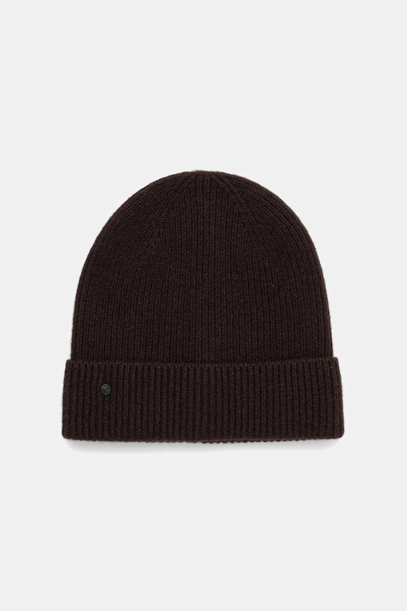 Čiapka z merino vlny bez vzoru stredne hrubá hnedá RW25-CDM700