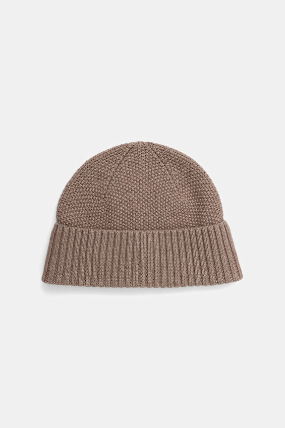 Czapka wełniana męska beanie średniej grubości beżowy RW25-CDM702