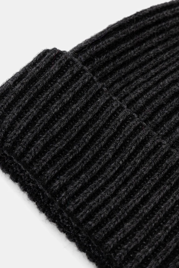 Czapka męska beanie z domieszką wełny i kaszmiru szary RW25-CDM704