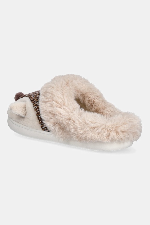 Kapcie damskie z futerkiem beżowy RW25-KAD505