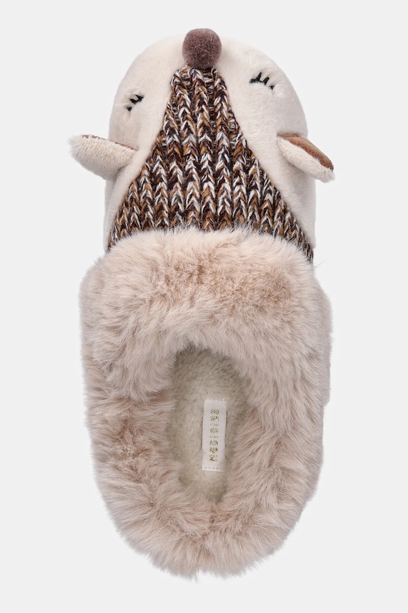 Kapcie damskie z futerkiem RW25-KAD505 beżowy