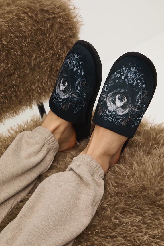 Papuče s potlačou čierna RW25-KAM500