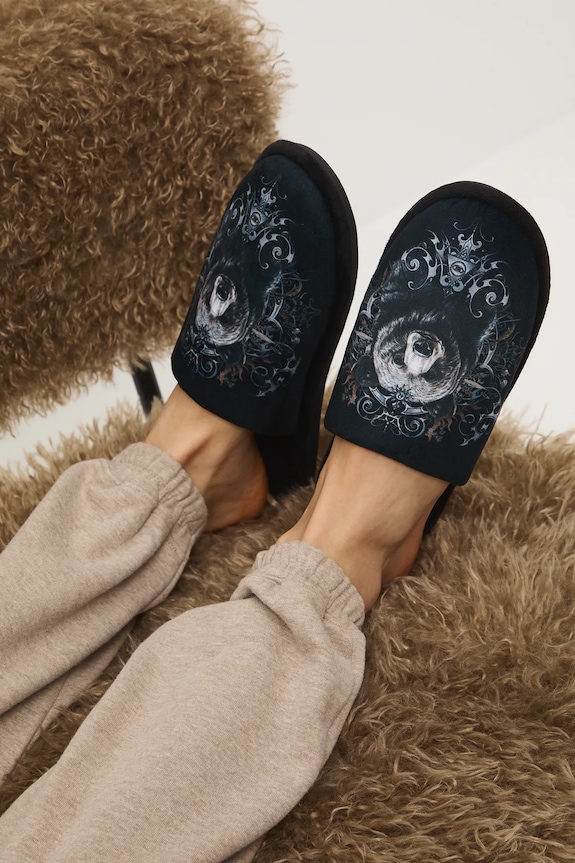 Papuče s potlačou čierna RW25-KAM500