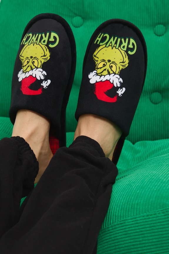 Kapcie męskie świąteczne Grinch czarny RW25-KAM802