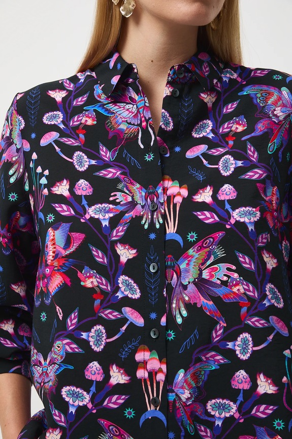 Koszula damska wzorzysta z wiskozą RW25-KDD054 multicolor