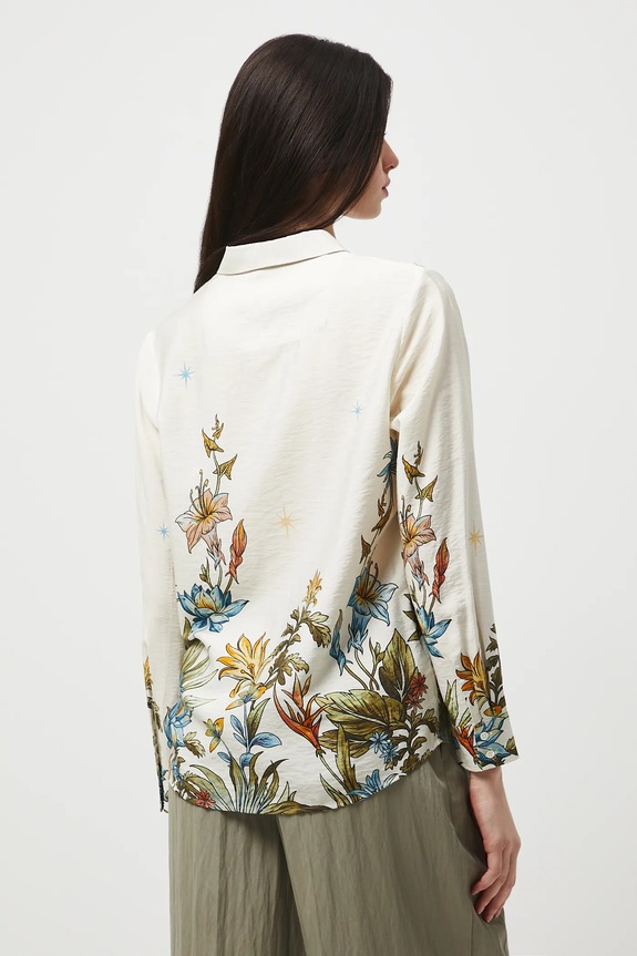 Oblečenie Košeľa dámska vzorovaná s viskózou RW25-KDD302 béžová