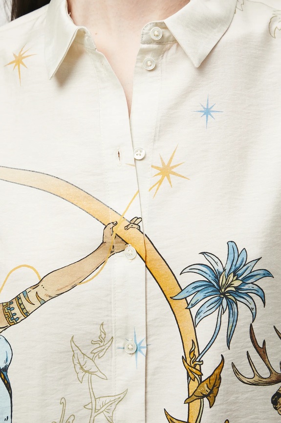 Košeľa dámska vzorovaná s viskózou RW25-KDD302 béžová