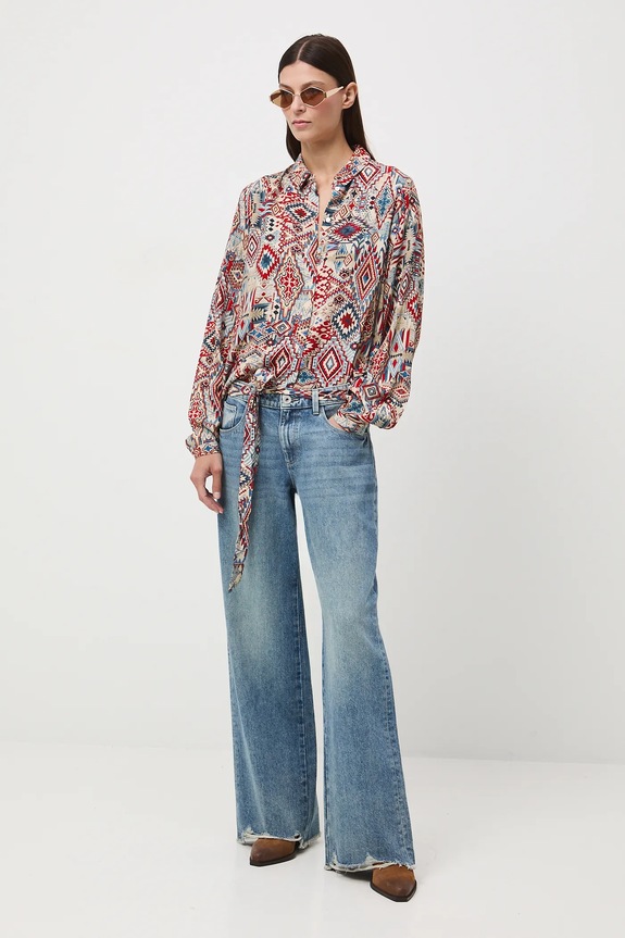 Koszula damska z wiskozy wzorzysta casual multicolor RW25-KDD404