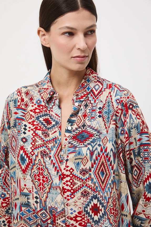 Koszula damska z wiskozy wzorzysta multicolor RW25-KDD404