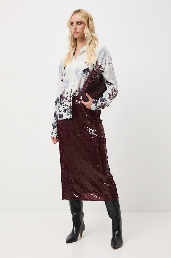 Koszula damska z wiskozy wzorzysta RW25-KDD700 beżowy RW25