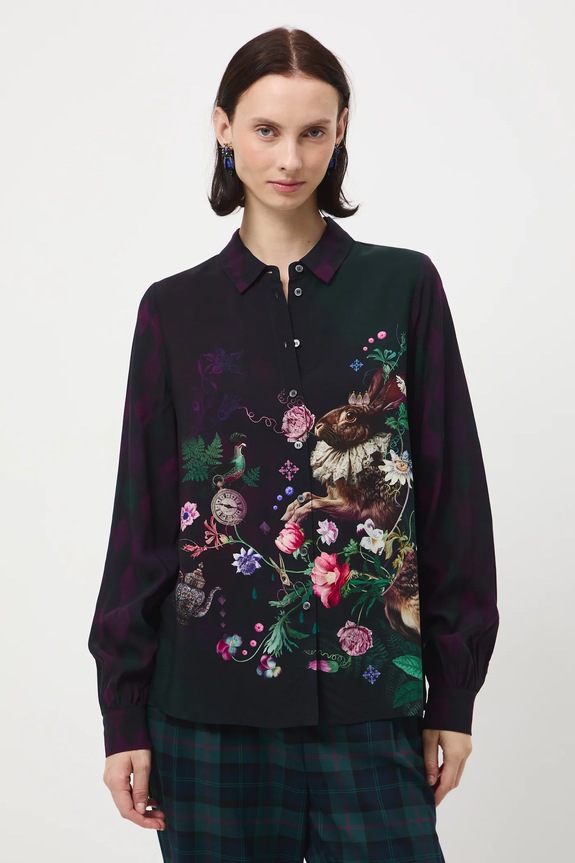 Koszula damska z wiskozy wzorzysta casual multicolor RW25-KDD902